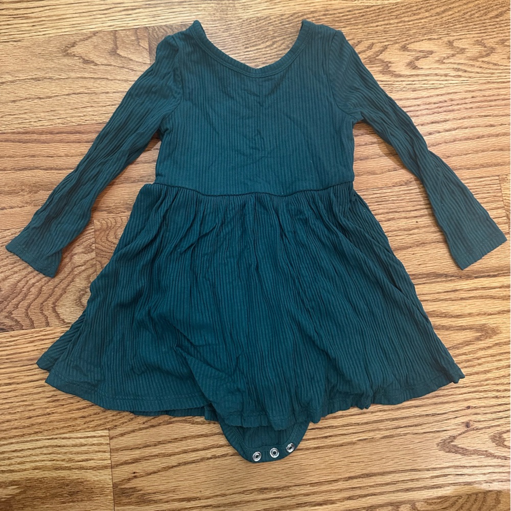 Little Sleepies Emerald Ribbed Twirl Dress with Bodysuit